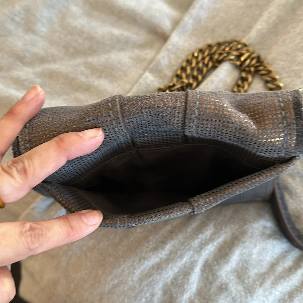 Ramy Brook New York soft metallic suede crossbody bag clutch - Picture 11 of 12